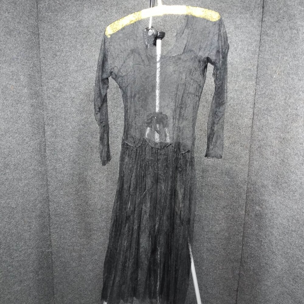 1930's Vintage Black Chantilly Lace Starlet Gown